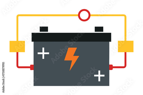 12V Auto Cut Off Battery Charging Circuit Diagram Vector on White Background