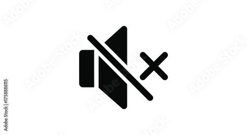 Black silhouette of a speaker icon with a diagonal line and an x indicating muted sound or no audio