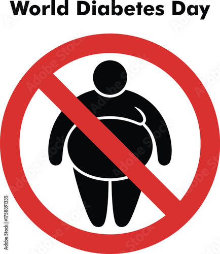 World diabetes day obesity prevention no symbol healthy lifestyle awareness campaign