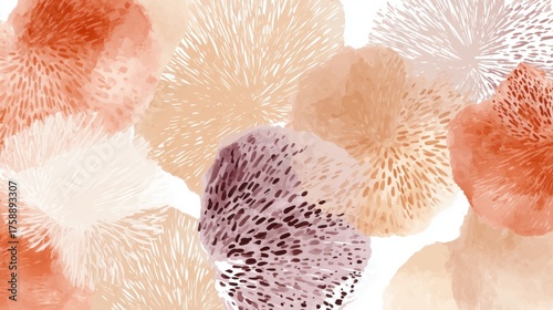 Abstract pattern with a white background. it consists of multiple overlapping circles of different sizes and colors, creating a sense of depth and dimension.