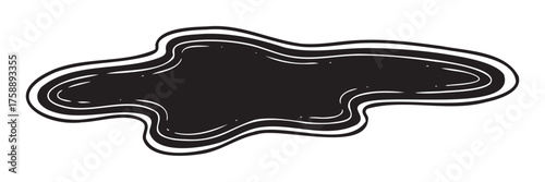 Black abstract blob shape with smooth, wavy edges in a stylized design.
