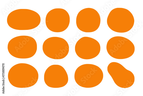 Orange Blob Shape Grid – Abstract Organic Forms with Visual Anomaly