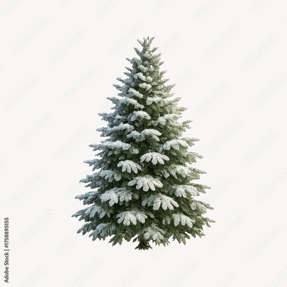Fototapeta premium Snow-covered evergreen tree illustration.