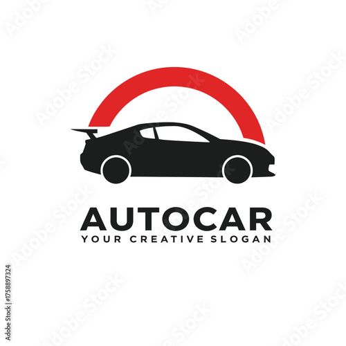 A sleek and dynamic vector logo illustrating a modern car silhouette 