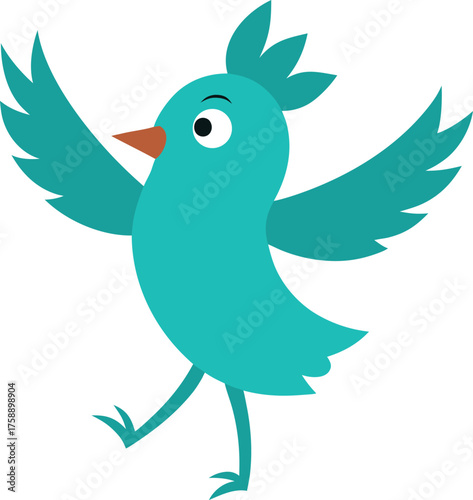 Perky green bird in a hip hop stance leaning forward vector illustration