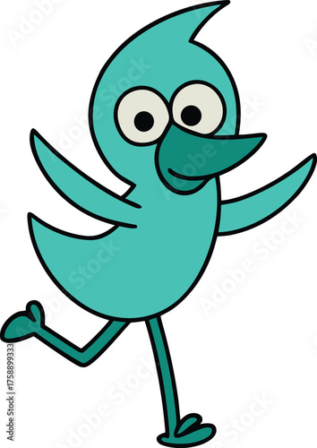 Joyful yellow bird with gently outstretched wings vector illustration