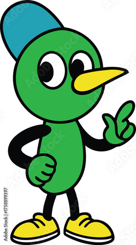 Singing orange bird with head tilted back and wings open vector illustration