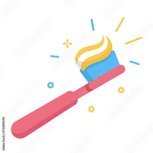 Toothbrush with toothpaste, symbolizing dental hygiene and oral care.