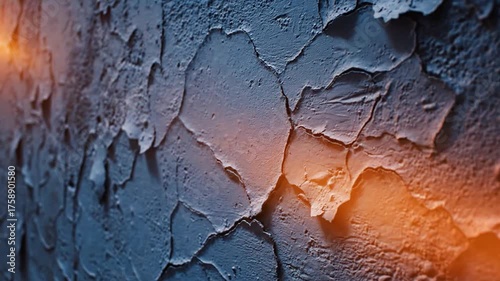 Abstract close up of textured wall surface with peeling paint