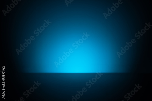 Minimalist blue light gradient horizon in darkness