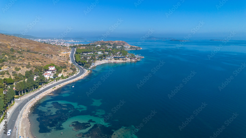 Fototapeta premium Cesmealti - Urla - Izmir - Turkey, View on ''Bride Rock'' or ''Sail Rock''. Gelinkaya