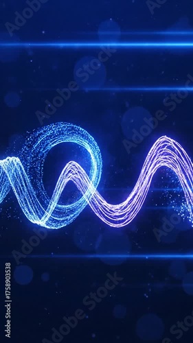 Abstract glowing neon lines and particles forming a dynamic shape