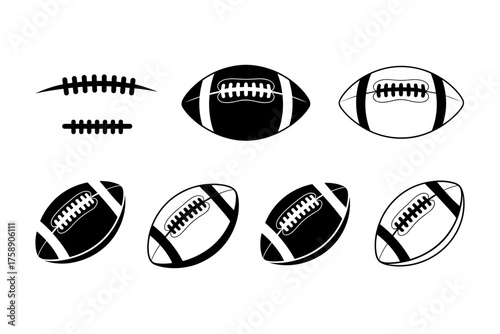 Rugby and American football ball with laces vector illustration