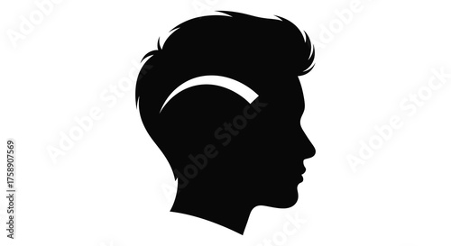 Profile silhouette of a man with a distinctive pompadour hairstyle and a clean shave silhouette