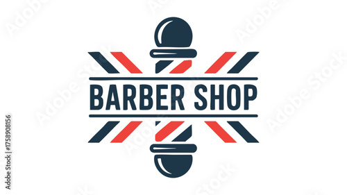Classic barber shop logo featuring a traditional pole and bold typography for salons vector