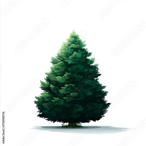 Realistic detailed green fir or spruce Christmas tree
