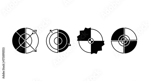 Four unique pie chart variations perfect for data visualization, reports, and presentations