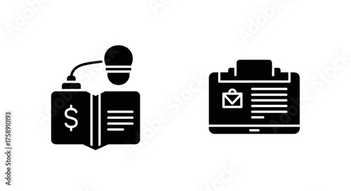 Financial podcast expert sharing investing tips, business report on digital tablet reading