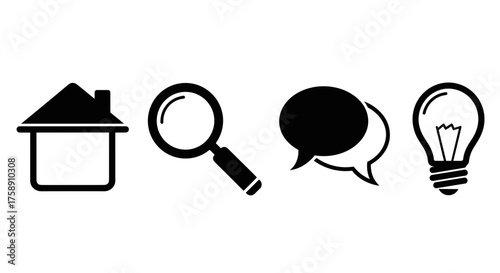 Find home, search, communicate, and inspire with this simple icon set for modern design