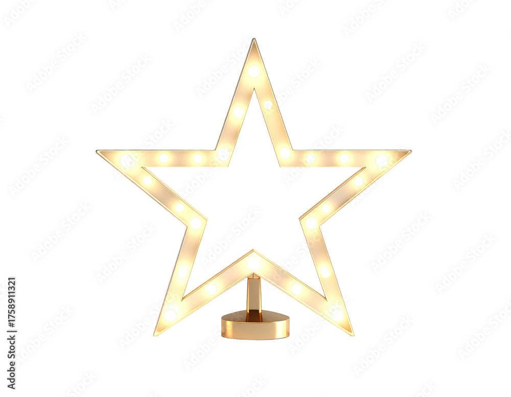 Obraz premium Illuminated five pointed star Christmas decoration with warm lights.