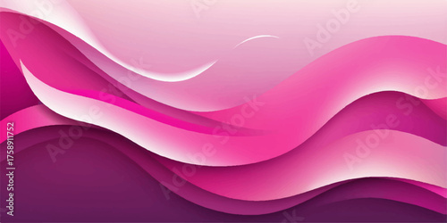 Flowing pink and purple abstract silk texture vector wallpaper design with light curve lines