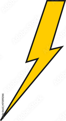 A simple graphic illustration of a yellow lightning bolt with a black outline on a white background.
