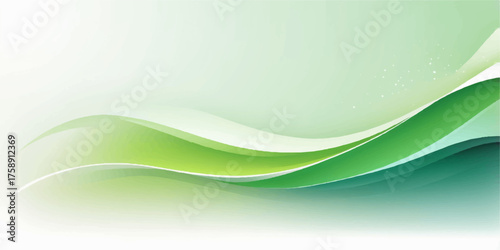 Abstract green and blue wave design with a flowing curve pattern for a vibrant vector illustration backdrop