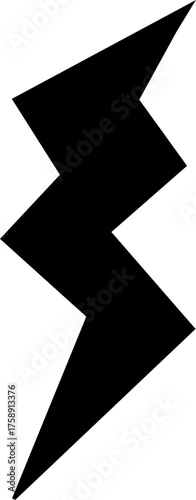 Simple black zigzag lightning symbol illustration on a plain white background.
