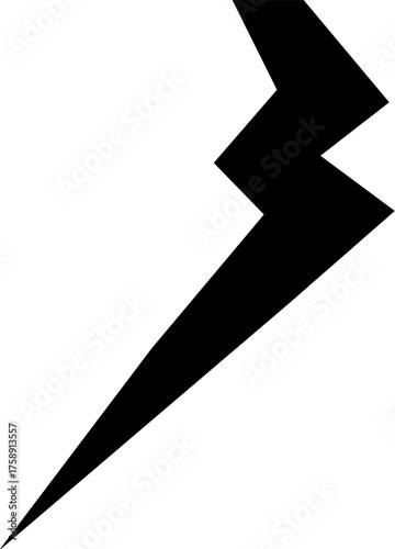 Black lightning bolt graphic, a stylized representation of electrical energy and power.