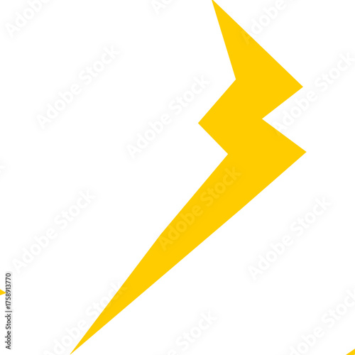 A bright yellow lightning bolt graphic on a white background.