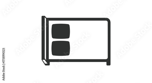Minimalist Black and White Bed Icon with Two Pillows.