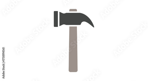 A simple stylized illustration of a claw hammer tool.