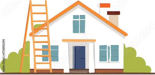 house, home, building, ladder, illustration