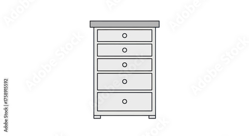 Tall Narrow Chest of Drawers with Five Storage Compartments.
