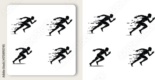 Dynamic silhouettes capture the thrill of athletes in full sprint embodying speed and energy vector illustration 