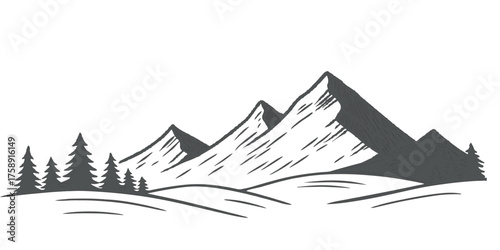 Vector illustration of a snowy winter mountain landscape with a ski resort view under a blue sky