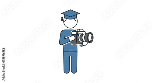 Graduate Student Photographer Holding DSLR Camera Icon.