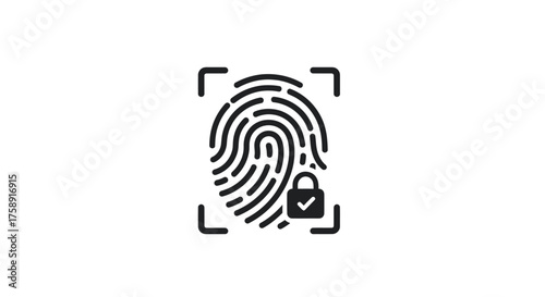 Digital Fingerprint Scan with Security Lock Icon.