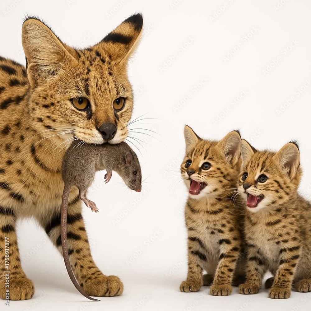 Obraz premium Carnivorous mother bringing food to babies