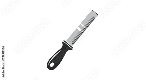 Black-handled Metal File Tool for Shaping and Smoothing.