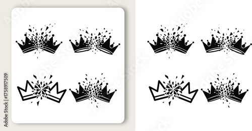 Two majestic crowns clashing in a battle of artistic ink splashes on a clean white background vector illustration