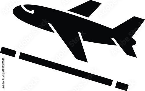 Print Airplane Taking Off from Runway Glyph Vector Icon