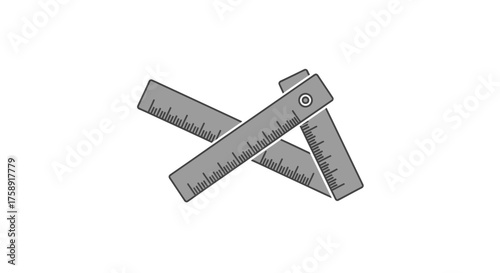 Two crossed metal rulers with measurement markings.