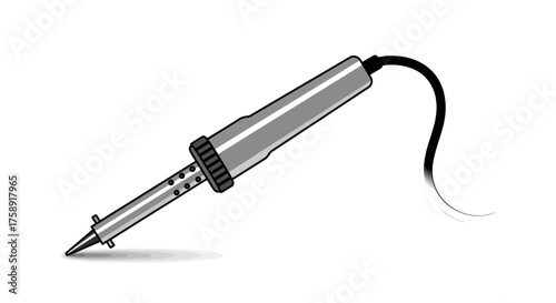 Electric Soldering Iron Tool with Pointed Metallic Tip.