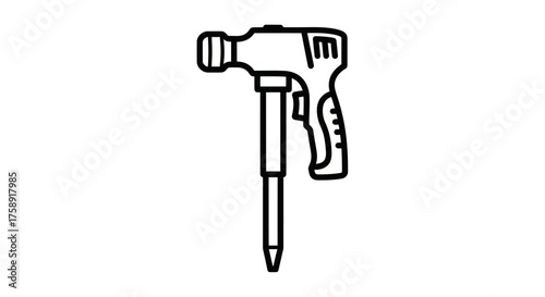 Black and White Line Art Illustration of a Spray Gun Tool.