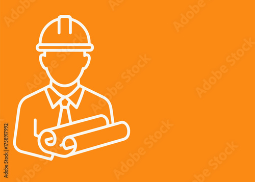 engineer banner with empty space for text on colorful background