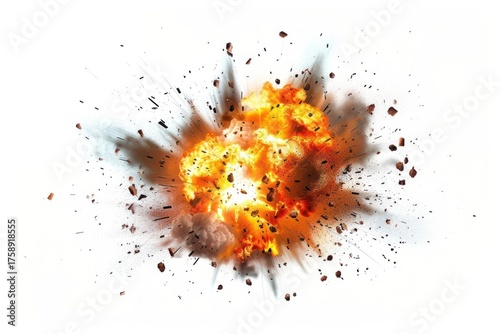 Dramatic explosion fire destructive scattering.