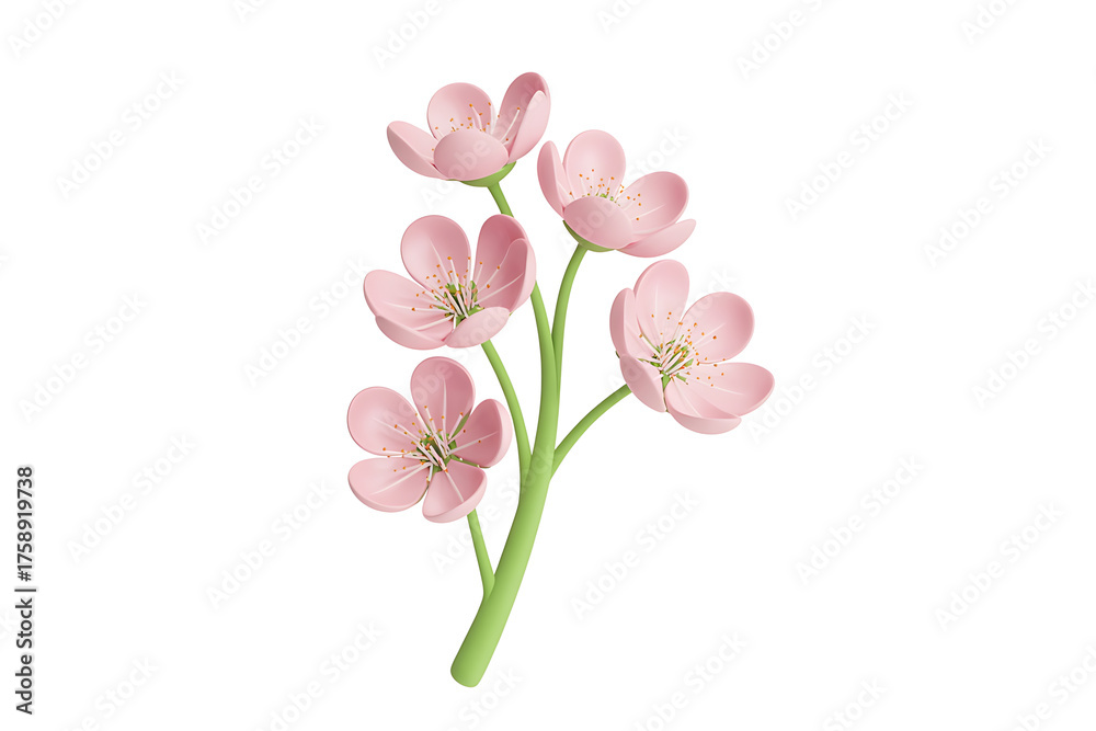 Obraz premium Delicate pink flowers bloom on slender green stems, showcasing natural beauty and gentle elegance.