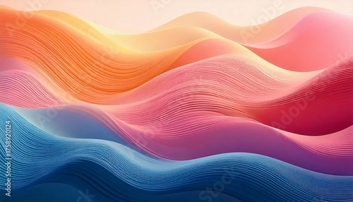 Vibrant Abstract Waves in Pink and Blue Gradient