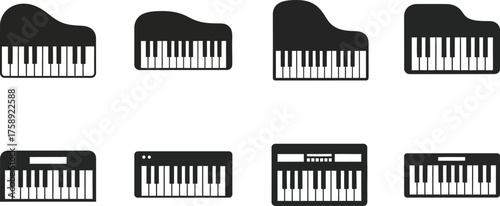 Pianos and keyboards. Music electronic keyboard synthesizer. Piano scale editable vector illustration icon 